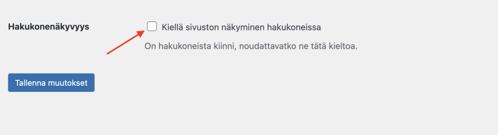 Wordpress hakukonenäkyvyys valinta